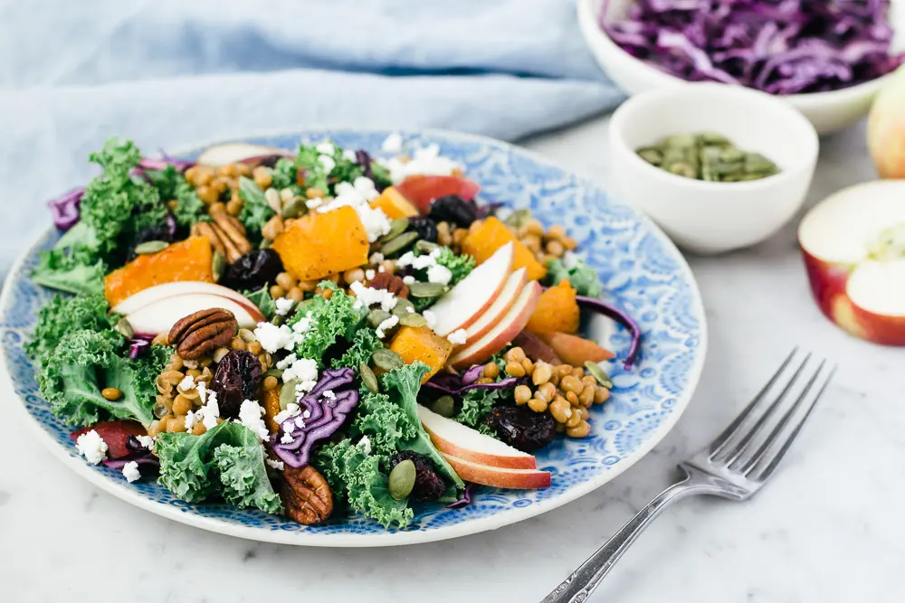 salade de kale, pommes et courge butternut