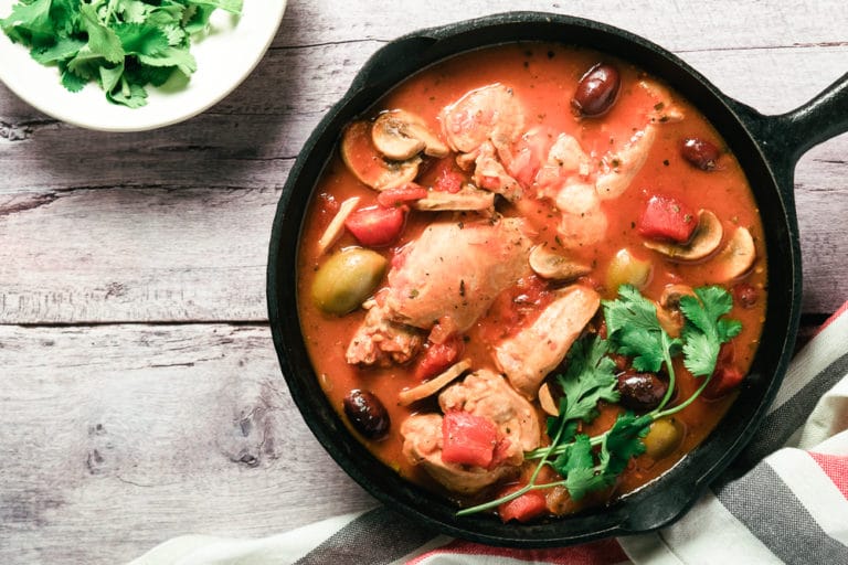 poulet chasseur cacciatore - recette poule réconfort marie-eve caplette