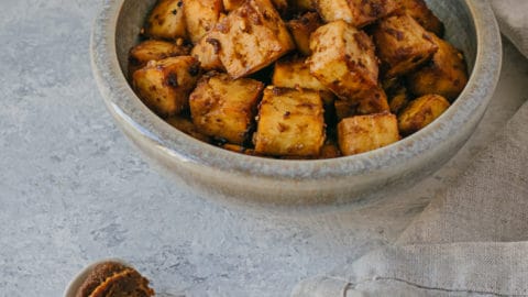 tofu mariné au miso et érable
