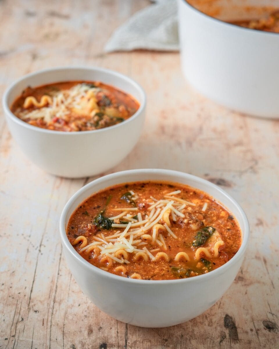 soupe lasagne à la pvt végétarienne