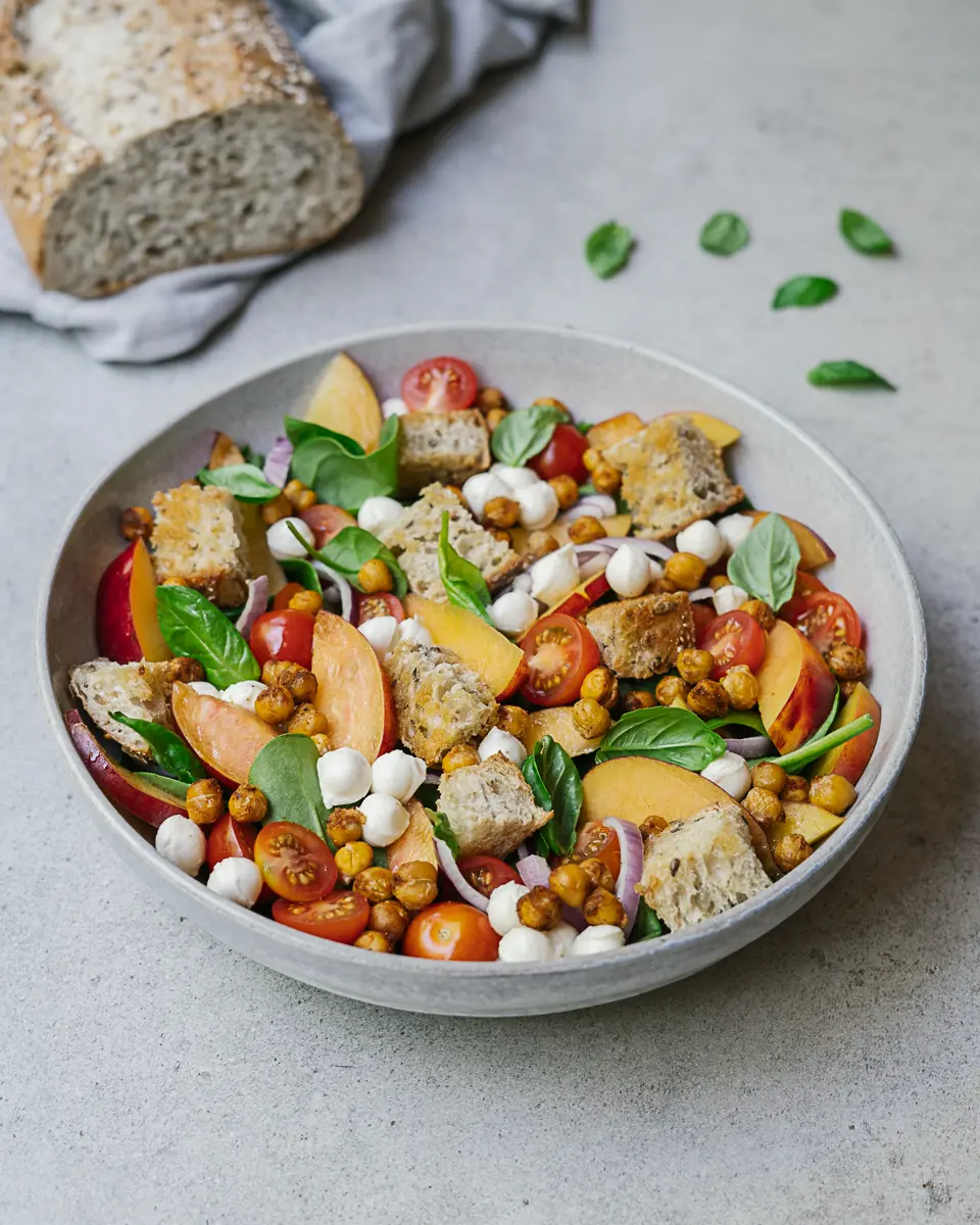 Salade d’épinards, nectarines et pois chiches