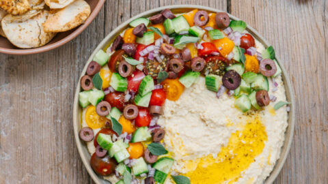 houmous garni concombre tomates repas principal simple facile rapide