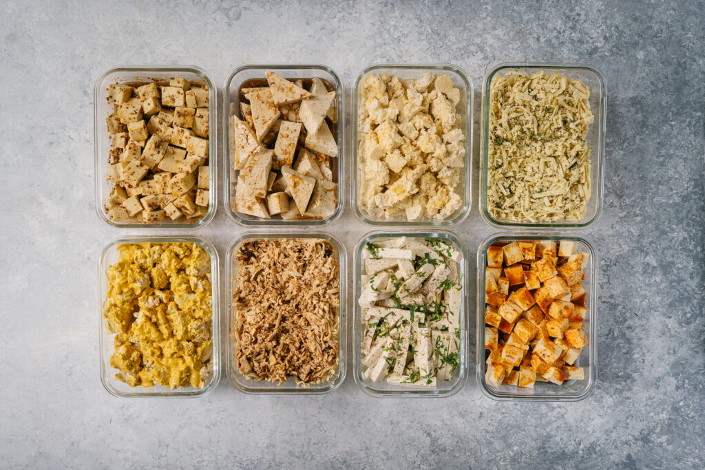 8 marinades pour le tofu dans 8 plats vue de haut nutritionniste recette santé protéines végétales