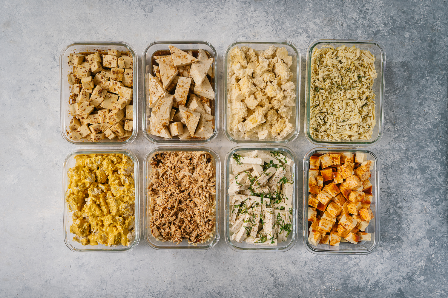 8 marinades pour le tofu dans 8 plats vue de haut nutritionniste recette santé protéines végétales