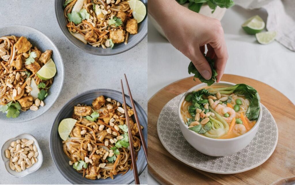 simplifier les repas gras a recettes qui ont ingrédients similaires, ici pad thai et soupe thai